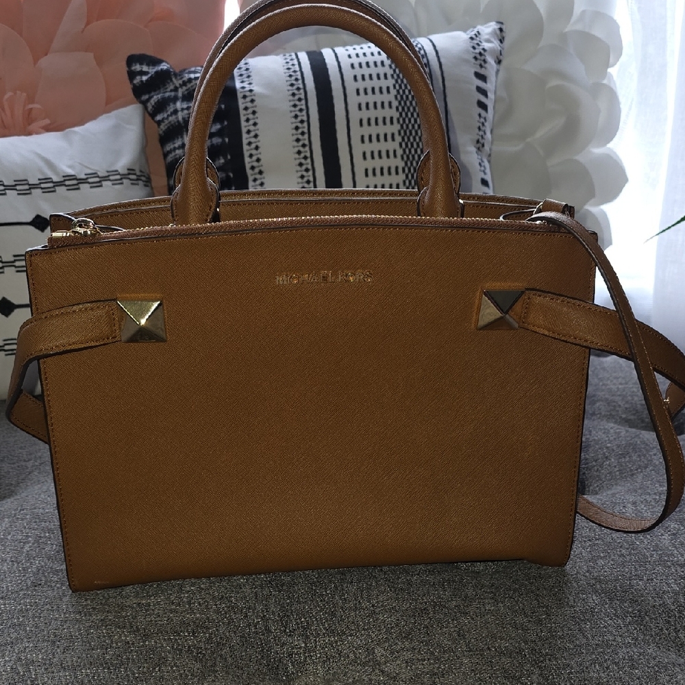 Michael Kors Brown Satchel with Gold Accents